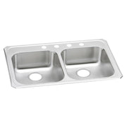 Elkay Celebrity Stainless Steel 33" x 21-1/4" x 5-3/8", 4-Hole Equal Double Bowl Drop-in Sink