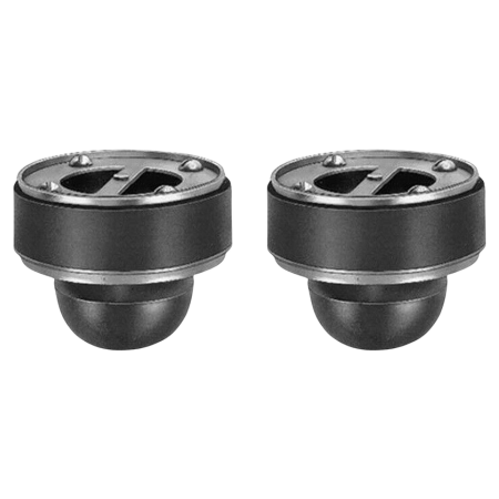Two black metal flood-guard devices with float mechanisms and slot openings on top.
