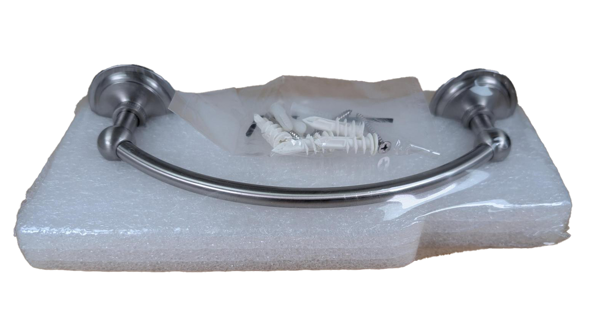 CLOSEOUT Ginger London Terrace 8 in. Curved Towel Bar - Satin Nickel