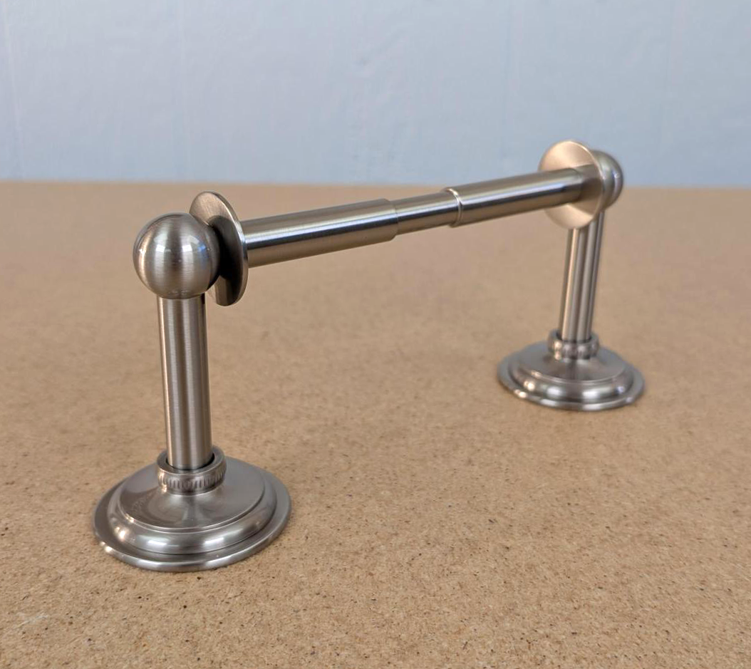 CLOSEOUT Ginger London Terrace Wall Mounted Double Post Toilet Paper Holder - Satin Nickel