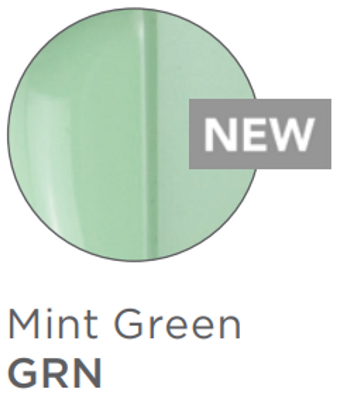 Mint green circular shower diverter finish swatch with metallic sheen.