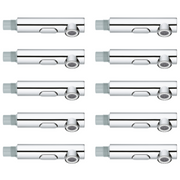 Ten chrome pull-out spray heads with threaded connectors arranged in two columns.