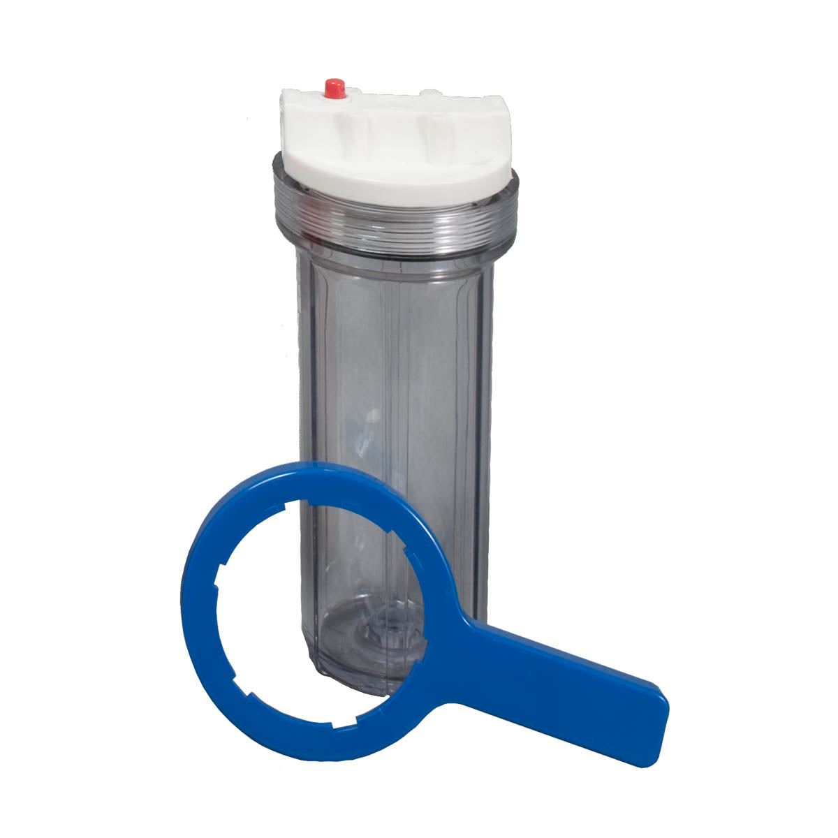 Sterling Water Treatment Clear Housing for 2.5 inch by 10 inch Cartridge with 3/4 inch Ports, Includes Wrench - HC34