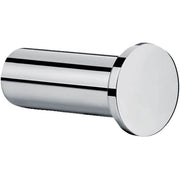 Chrome cylindrical hook with circular end cap and horizontal mounting base.