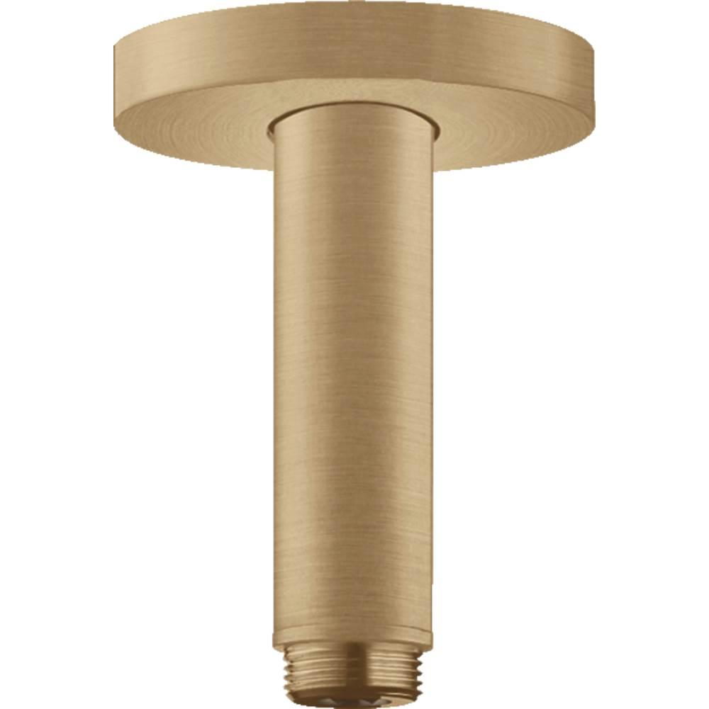 Brushed bronze cylindrical extension pipe with round ceiling mounting flange and threaded connection at base.