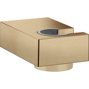 Brushed bronze rectangular handshower holder with oval opening and rounded base mount.