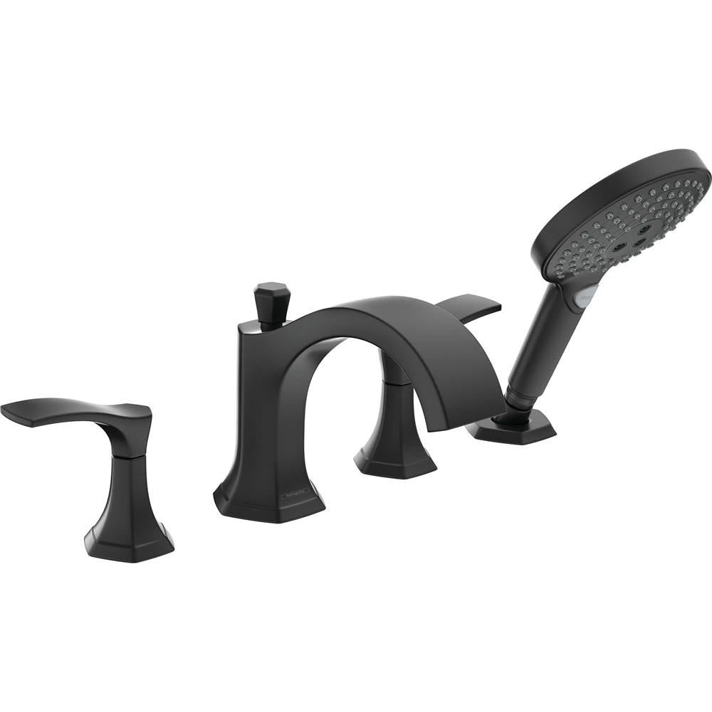Hansgrohe 04817670 Locarno 4-Hole Roman Tub Set Trim with 1.75 GPM Handshower in Matte Black