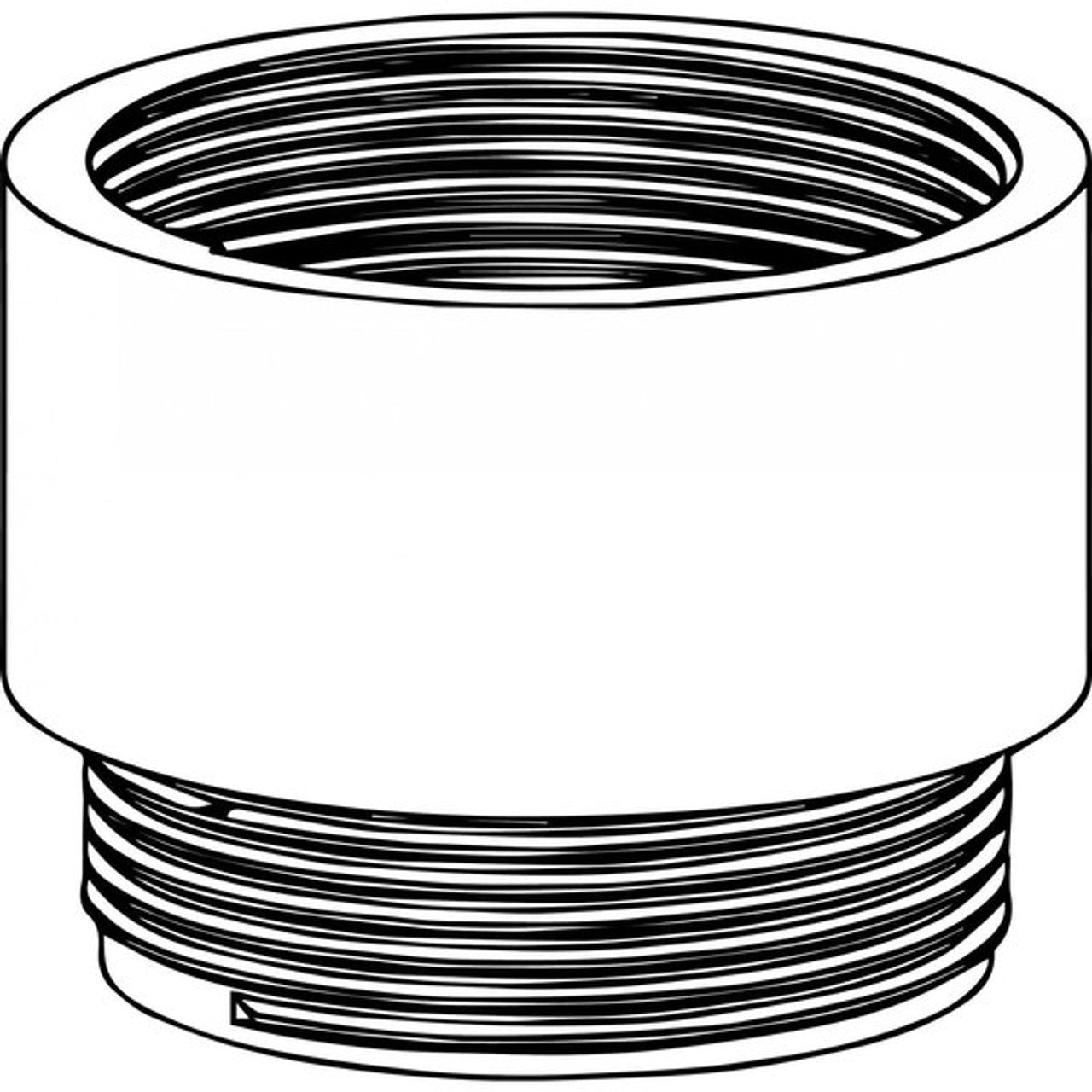 Cylindrical threaded nipple with 4-inch diameter opening and male threads at base.