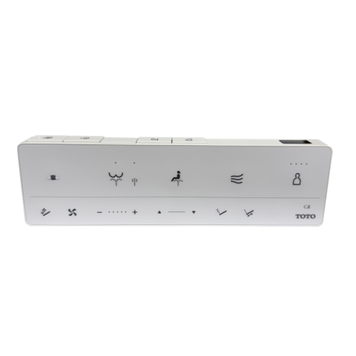 White TOTO G5A remote control with dual rows of function buttons and icons for toilet seat operations.
