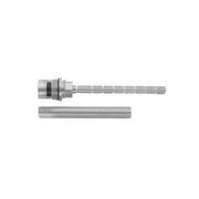 Brass volume control cartridge with segmented stem and threaded connector rod.