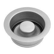 Polished chrome disposal flange with white rubber ring insert and dark gray rubber seal.