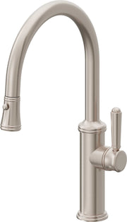California Faucets Davoli Pull-Down Kitchen Faucet with Button Sprayer - Low Arc Spout in Matte White - K10-102-33-MWHT