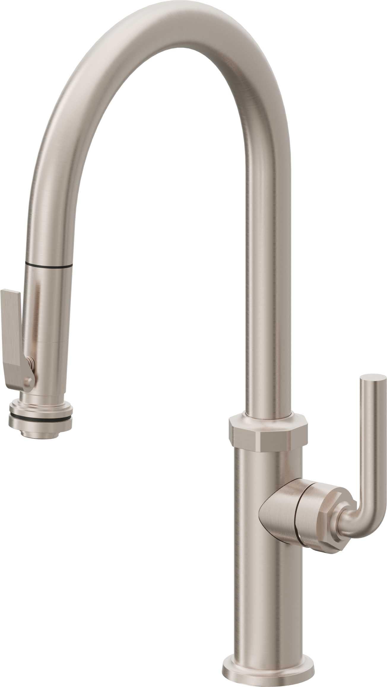 California Faucets Descanso High Arc Pull-Down Kitchen Faucet with Squeeze Sprayer in Burnished Brass - K30-100SQ-SL-BBU