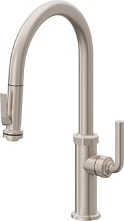 California Faucets Descanso High Arc Pull-Down Kitchen Faucet with Squeeze Sprayer in Burnished Brass - K30-100SQ-SL-BBU