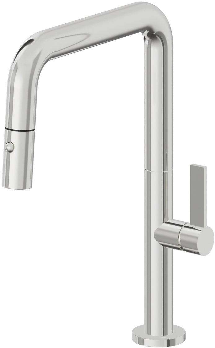 California Faucets Poetto Quad Spout Pull-Down Kitchen Faucet with Button Sprayer in Polished Chrome - K50-103-FB-PC