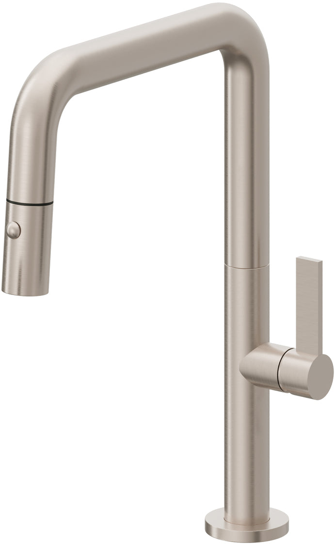 California Faucets Poetto Quad Spout Pull-Down Kitchen Faucet with Button Sprayer in Satin Nickel - K50-103-FB-SN