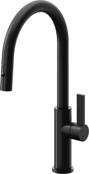 California Faucets Corsano High Arc Pull-Down Kitchen Faucet with Button Sprayer in Matte Black - K51-100-FB-MBLK