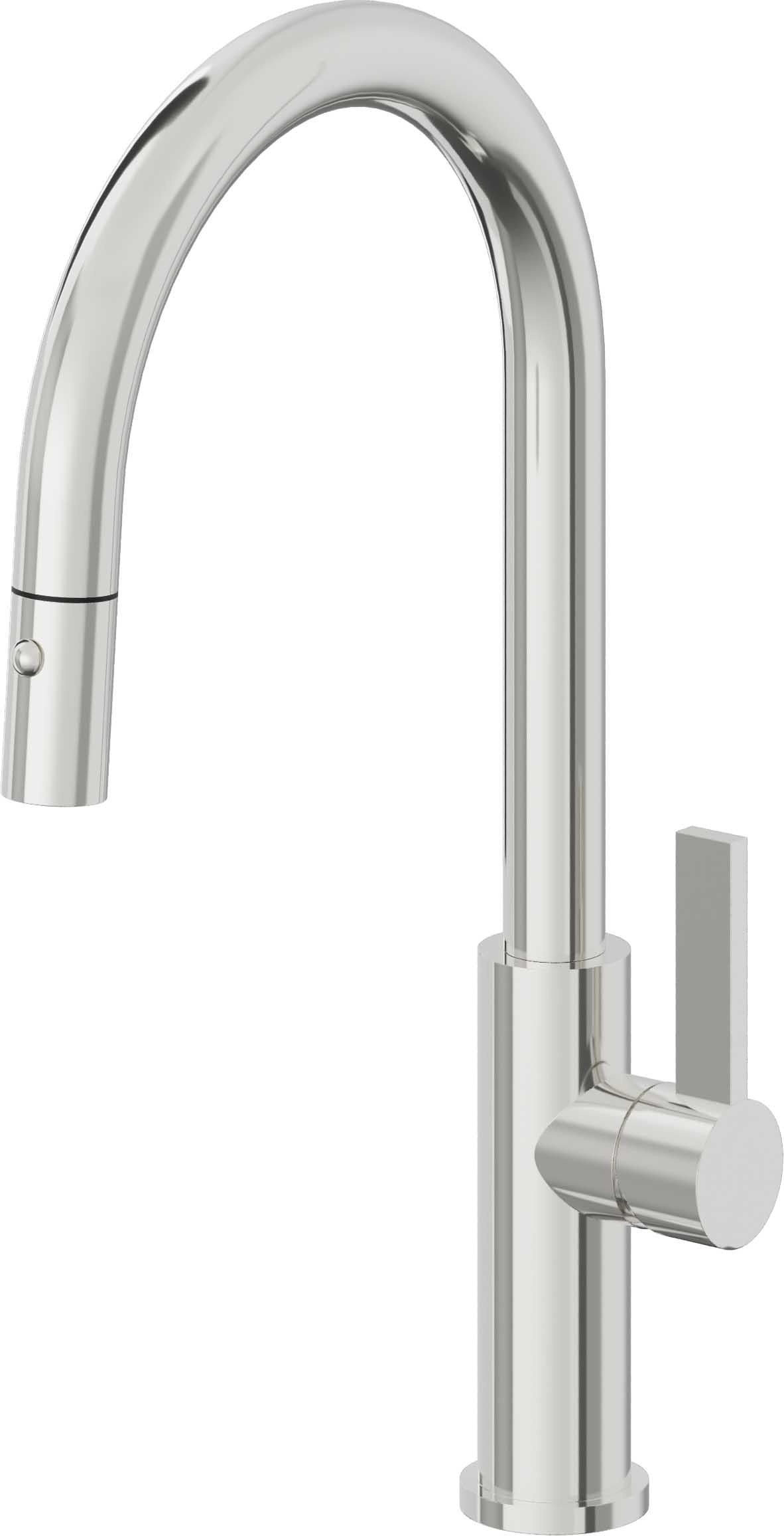 California Faucets Corsano High Arc Pull-Down Kitchen Faucet with Button Sprayer in Polished Chrome - K51-100-FB-PC