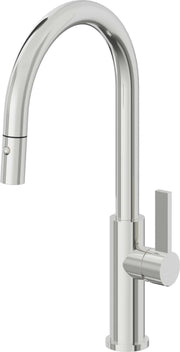 California Faucets Corsano High Arc Pull-Down Kitchen Faucet with Button Sprayer in Polished Chrome - K51-100-FB-PC