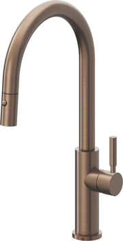 California Faucets Corsano Pull-Down Kitchen Faucet with Button Sprayer - High Arc Spout in Satin Bronze - K51-100-ST-SBZ