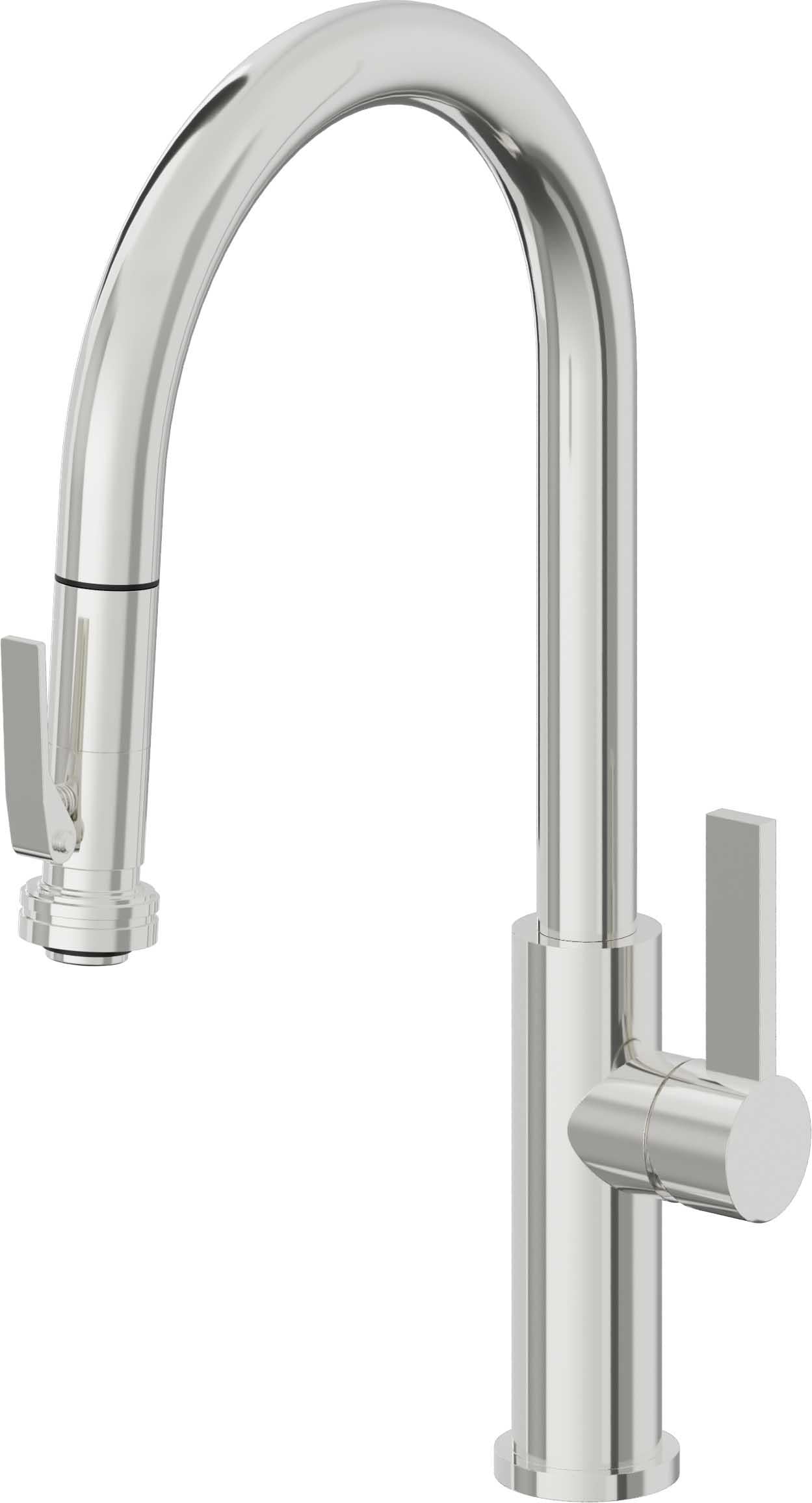 California Faucets Corsano High Arc Pull-Down Kitchen Faucet with Squeeze Sprayer in Polished Chrome - K51-100SQ-FB-PC