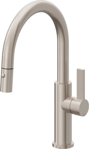California Faucets Corsano Pull-Down Kitchen Faucet with Button Sprayer - Low Arc Spout in Satin Nickel - K51-102-FB-SN