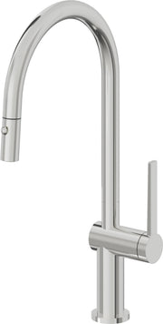 California Faucets La Spezia High Arc Pull-Down Kitchen Faucet with Button Sprayer in Polished Chrome - K55-100-TG-PC