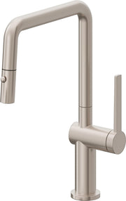 California Faucets La Spezia Pull-Down Kitchen Faucet with Button Sprayer - Quad Spout in Satin Nickel - K55-103-TG-SN