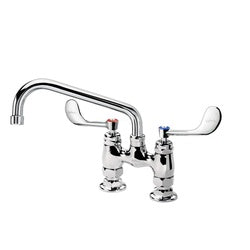 Krowne Royal Series 4-in Raised Deck Mount Faucet With 8-in Swing Spout And Vandal Resistant Wristblade Handles, 1.5 GPM - 15-408L-W-E4