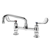 Krowne Royal Series 8-in Raised Deck Mount Faucet With 8-in Swing Spout And Vandal Resistant Wristblade Handles, 1.5 GPM - 15-808L-W-E4