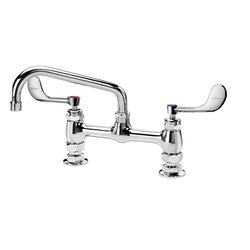 Krowne Royal Series 8-in Raised Deck Mount Faucet With 8-in Swing Spout And Vandal Resistant Wristblade Handles, 1.5 GPM - 15-808L-W-E4