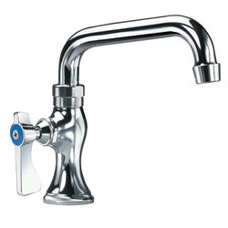 Chrome single-handle pantry faucet with 6-inch spout and blue control valve.
