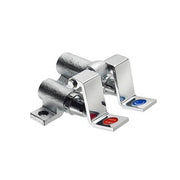 Krowne Royal Series foot pedal valve with dual cylindrical controls and red and blue colored foot pedals.