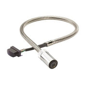Stainless steel flexible sensor hose with black connector and cylindrical sensor end piece.