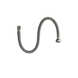 Gray flexible supply hose with connector fittings on both ends for electronic faucet installation.