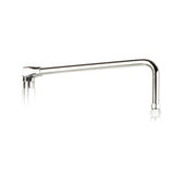 Chrome swivel arm with mounting bracket and connection points on white background.