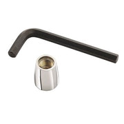 Black swing-to-rigid adapter with angled arm and chrome connector nut.