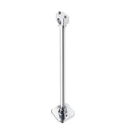 Silver wall bracket with vertical pole and circular base, approximately 12 inches tall.