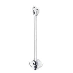 Silver wall bracket with vertical pole and circular base, approximately 12 inches tall.