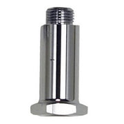 Chrome spring retainer with cylindrical body and threaded top connection.