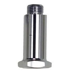 Chrome spring retainer with cylindrical body and threaded top connection.