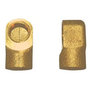 Brass 90-degree elbow fittings shown from two angles, displaying the internal and external threading.