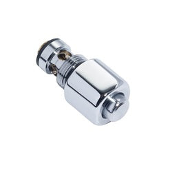 Chrome button valve assembly with threaded connector for spray head application.