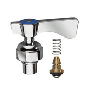Cold stem assembly with blue handle, chrome faucet valve, springs, and brass fitting.