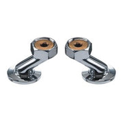 Pair of chrome supply inlet valves with brass centers and adjustable mounting brackets.