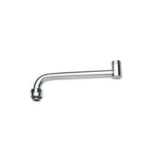 Chrome spout extension with 12-inch reach and threaded connection fitting.