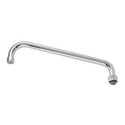Chrome 12-inch replacement spout with angled design and threaded end connection.