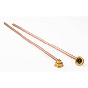 Two copper tubing lines with brass fittings, 14 inches long.