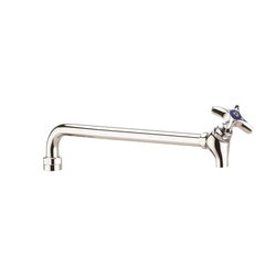 Chrome 12-inch spout with valve and lever handle for commercial faucet.