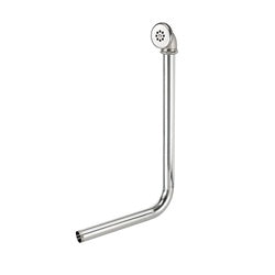 Stainless steel overflow kit with circular head connector and curved elbow tube assembly.